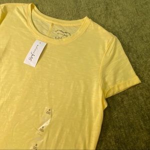 Maison Jules Yellow Cap Sleeve Tee, Hi-lo hem